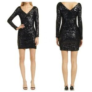 Badgley Mischka Black Sequin Go Out With A Bang Dress $495
